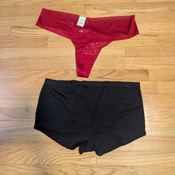 Set of 3X Auden Intimates 1 Red Lace Thong & 1 Solid Black BoyShorts - Picture 3 of 4